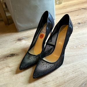 jessica simpson black rhinestone heels